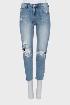 High-waisted cropped jeans