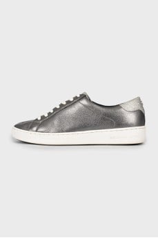 Silver leather sneakers
