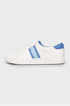 Faux leather sneakers in signature print