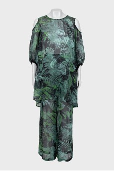 Translucent off-shoulder suit