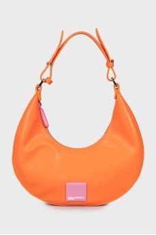 Orange eco-leather hobo bag