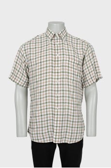 Men's checkered linen shirt