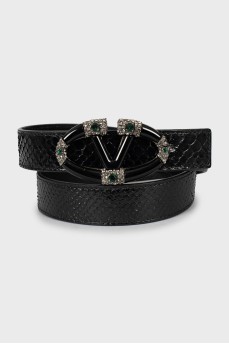 Snakeskin embossed belt