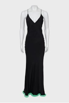 Maxi dress decorated with fur