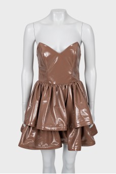 Faux leather mini dress