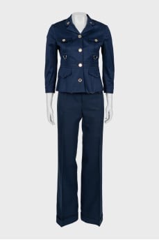 Blue suit with palazzo pants