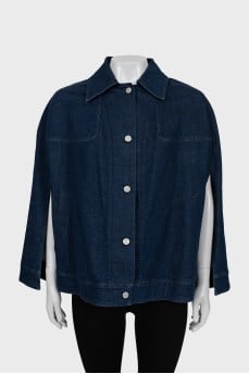 Denim poncho with silver buttons
