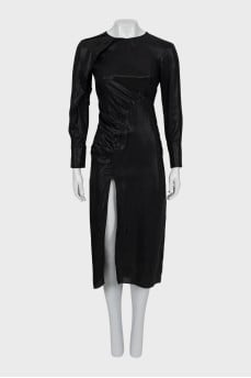 Black draped midi dress