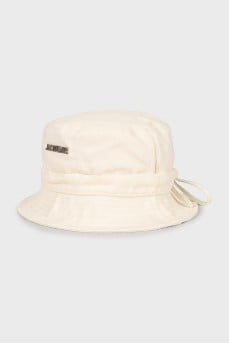 Panama hat decorated with string