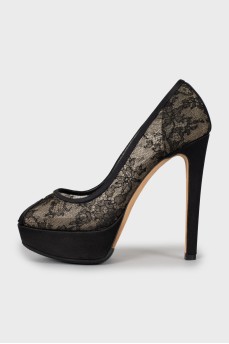 Lace Open Toe Shoes