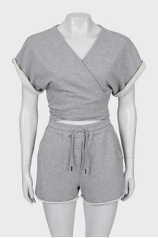 Gray V-Neck Jumpsuit