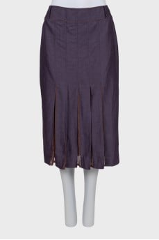 Two-tone pleated midi skirt