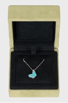Sweet Butterflies White Gold Pendant with Tag
