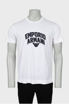 Men's white T-shirt with embroidered logo