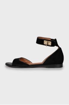 Suede sandals with twist closure