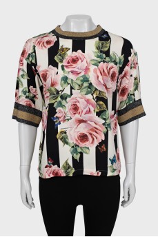 Silk blouse in floral print