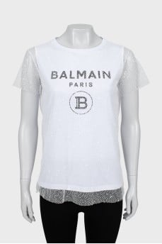 Mesh T-shirt with brand logo