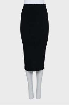 Black ribbed midi skirt