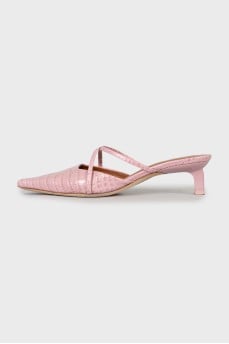 Leather mules with almond toe