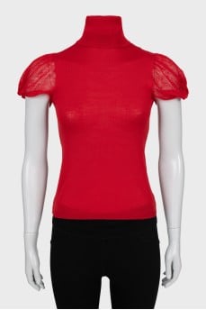 Knitted T-shirt with high neck