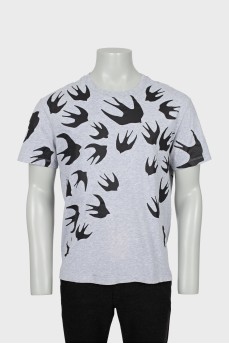 Men's gray T-shirt with print