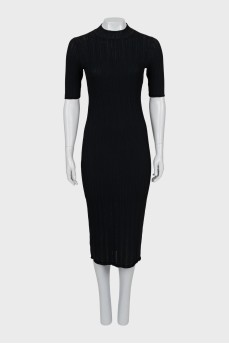 Black ribbed midi dress