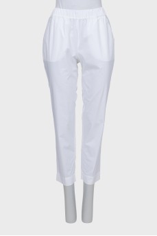 Straight trousers with elastic