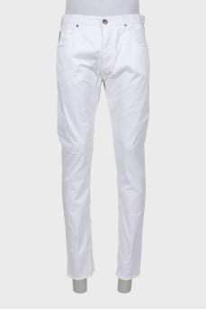Men's white regular fit trousers