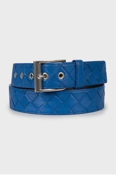 Men's blue leather belt