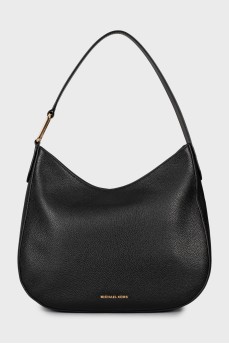 Leather hobo bag with tag