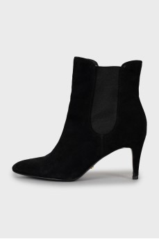 Suede high heel ankle boots