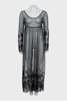 Embroidered Mesh Maxi Dress