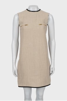Linen dress decorated with zippers