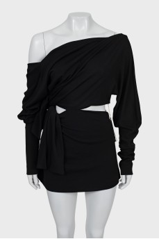 Black asymmetrical dress with tag