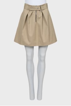 Beige denim mini skirt