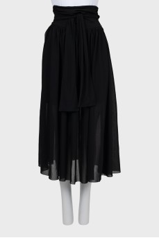 Semi-sheer midi skirt with tie