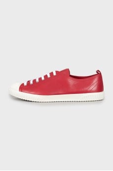 Red leather sneakers