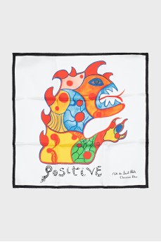Silk scarf with a bright print