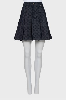 Denim skirt in signature print
