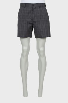 Men's plaid straight fit shorts