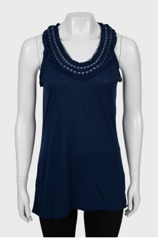 Blue A-line tank top