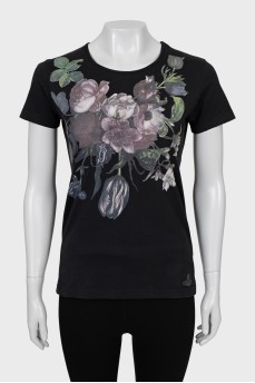 Slim fit T-shirt with floral print