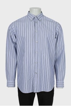 Men's striped shirt with patch pocket