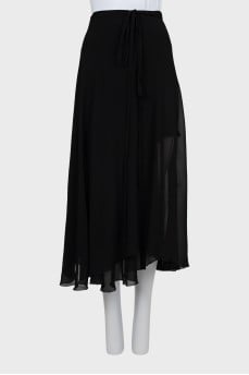 Black wrap midi skirt