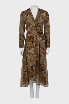Fitted wrap midi dress