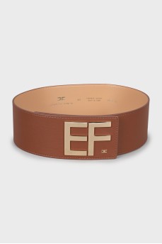 Wide faux leather belt