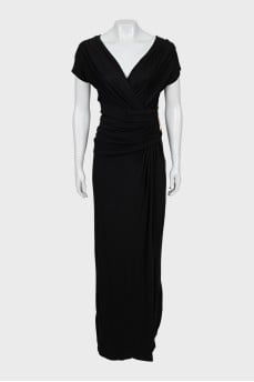 Black draped maxi dress