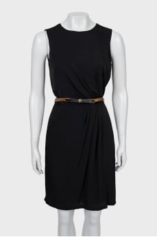 Silk dress with gold belt