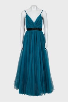 Tulle maxi dress with straps