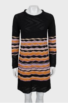 Knitted dress with long sleeves